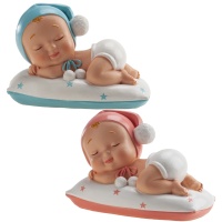 Figurine pour gâteau de baptême de bébé endormi avec pompon