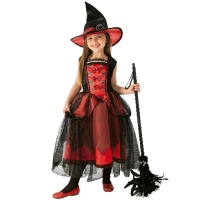 Costume de sorcière élégante rouge pour enfant