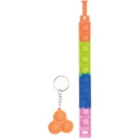 Bracelet et porte-clés Popit multicolores - 2 unités