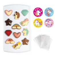 Kit de Chocolats Thème Licorne - Décorez - 40 unités