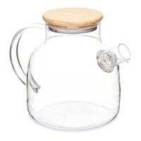 Théière de 1200 ml en borosilicate avec couvercle en bambou