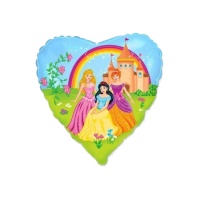 Ballon château avec princesses coeur de 45 cm - Conver Party