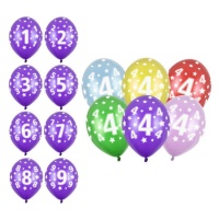 Ballons en latex d'anniversaire avec chiffres de 30 cm - PartyDeco - 50 unités