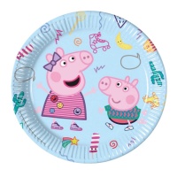 Assiettes Peppa Pig et George de 23 cm - 8 unités