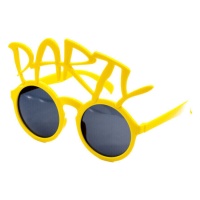 Lunettes de soleil avec les lettres PARTY en jaune