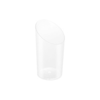 Verre de 80 ml en plastique transparent conique asymétrique réutilisable - 25 unités