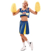 Costume de pom-pom girl bleu et jaune pour homme