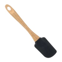 Spatule de cuisine en silicone noire et bois