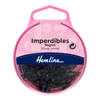 Épingles de sûreté de 1,9 et 2,3 cm noires - Hemline - 50 unités