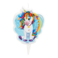 Bougie de licorne assise avec fleur de 7,5 cm - Dekora - 1 unité