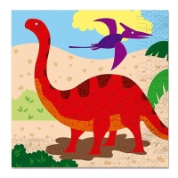 Serviettes de dinosaures de 16,5 x 16,5 cm - 12 unités