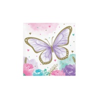 Serviettes Butterfly Shimme de 12,5 x 12,5 - 16 unités