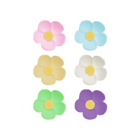 Figurines de sucre en forme de grandes fleurs colorées - Decora - 6 unités