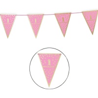 Banderole pour Premier Anniversaire rose - 4,00 m