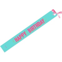 Bande de Joyeux Anniversaire couleur menthe fluo de 150 x 10 cm