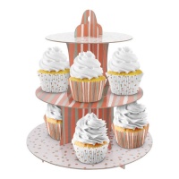 Support pour cupcakes avec pois et rayures de 36 x 36 cm - 1 unité