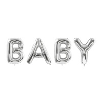 Ballon Lettres Baby Argent de 262 x 86 cm - PartyDeco