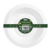 Bol rond de 450 ml en bagasse compostable blanc - 6 unités