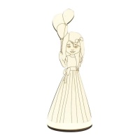 Figure en bois de fille de communion avec ballons de 28 x 10,5 cm - Artis decor