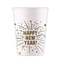 Gobelets Happy New Year Noir et Or de 200 ml - 8 unités