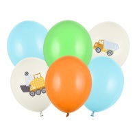 Ballons assortis de construction couleur pastel de 30 cm - PartyDeco - 6 unités