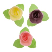 Gaufrettes de fleurs colorées de 4 cm - Dekora - 75 unités