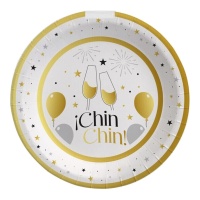 Assiettes du Réveillon Chin Chin de 23 cm - 6 unités