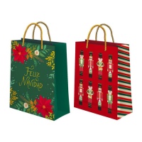 Sac cadeau traditionnel de Noël 42 x 30 x 10 cm - 1 unité