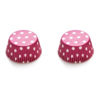 Capsules pour cupcakes fuchsia à pois blancs - Decora - 75 unités