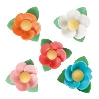 Gaufrettes de fleurs colorées de 4,5 cm - Dekora - 100 unités