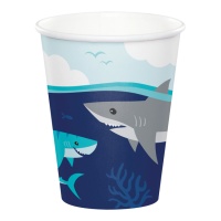 Gobelets Requin gris de 250 ml - 8 unités