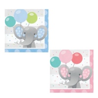 Serviettes Elephant Baby de 12,5 x 12,5 cm - 16 unités