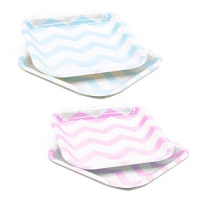 Assiettes carrées à zigzag de 22 x 22 cm - 6 unités