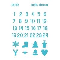 Modèle de Stencil numéros et figures de calendrier de l'avent de 15 x 20 cm - Artis décor - 1 unité