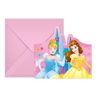 Invitations des princesses Disney Cendrillon et Belle - 6 unités