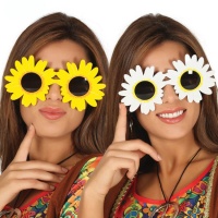 Lunettes hippies en forme de marguerites de couleurs assorties