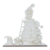 Figure en bois d'Arbre de Noël avec des gnomes de 36 x 10 x 36 cm - Artis décor