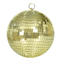 Boule de discothèque effet miroir dorée de 30 cm