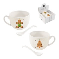 Tasses de 265 ml de Sweet Christmas avec cuillères - 2 unités