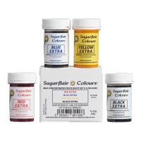 Ensemble de colorants en pâte à haute concentration de couleurs - Sugarflair - 4 unités