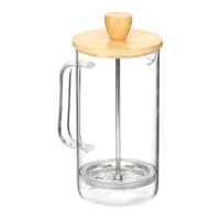 Théière de 600 ml avec piston en borosilicate et couvercle en bambou