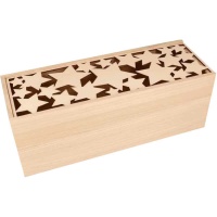 Boîte rectangulaire en bois avec étoiles de 33 x 12 x 12 cm