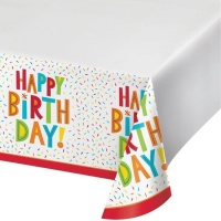 Nappe d'anniversaire fun de 1,22 x 2,24 m