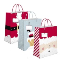 Sac cadeau de 45 x 33 x 10 cm avec Père Noël amusant - 1 unité