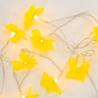 Guirlande avec lumières LED de fleurs jaunes à piles - 1,65 m