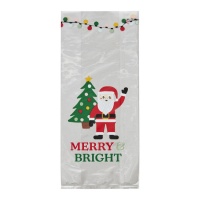 Sachets transparents pour bonbons de Père Noël Merry and Bright de 24 x 10 cm - Wilton - 20 unités