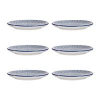 Assiette géométrique bleue de 24 cm - Vessia - 6 unités