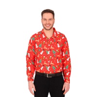 Chemise de Noël rouge avec bonhomme de neige