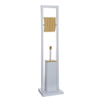 Porte-rouleau avec brosse de toilette en bambou blanc de 80 cm