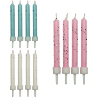 Bougies colorées avec paillettes de 6,2 cm - PME - 10 unités